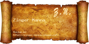 Zinger Manna névjegykártya